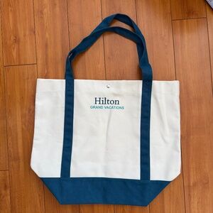 Hilton Grand Vacations White & Teal Large Tote Travel Tote Bag